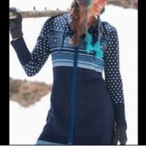 Title Nine Sweater Hoodie Woolicious Merino Wool Blue